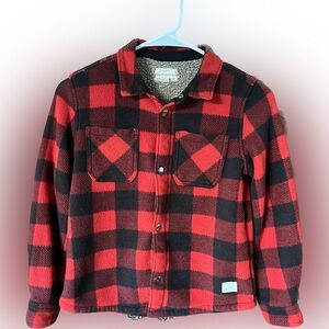 Weatherproof Vintage Kids Buffalo Red & Black Plaid Sherpa Jacket Small SZ 7/8